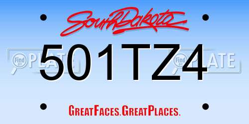 501TZ4 South Dakota License Plate