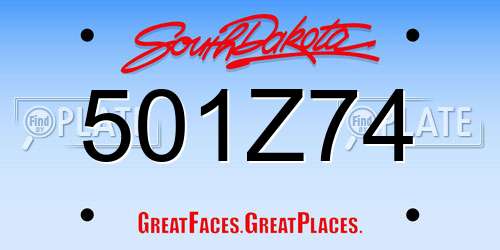 501Z74 South Dakota License Plate