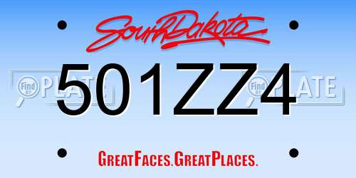 501ZZ4 South Dakota License Plate