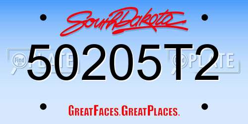 50205T2 South Dakota License Plate