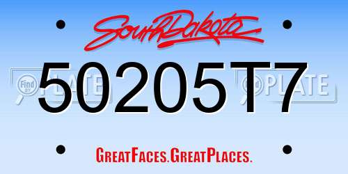 50205T7 South Dakota License Plate
