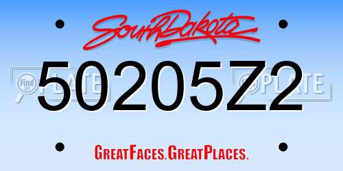 50205Z2 South Dakota License Plate