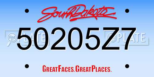 50205Z7 South Dakota License Plate