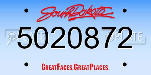 5020872 South Dakota License Plate