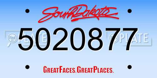 5020877 South Dakota License Plate