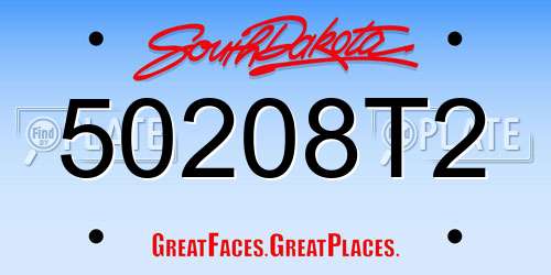 50208T2 South Dakota License Plate