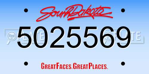 5025569 South Dakota License Plate