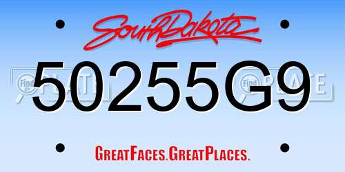 50255G9 South Dakota License Plate
