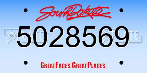 5028569 South Dakota License Plate
