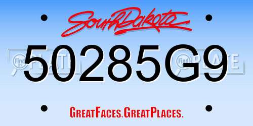 50285G9 South Dakota License Plate
