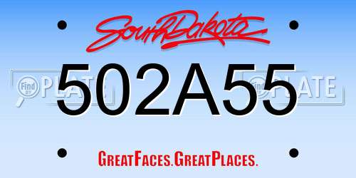 502A55 South Dakota License Plate
