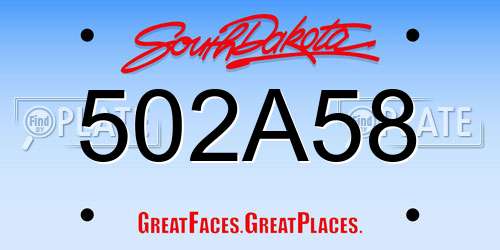 502A58 South Dakota License Plate