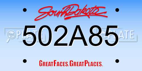 502A85 South Dakota License Plate