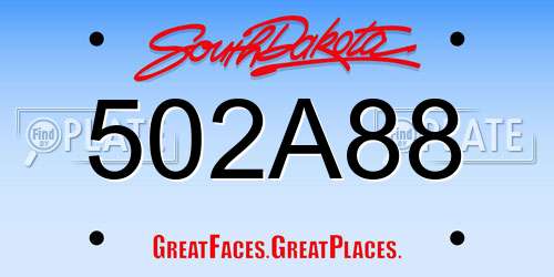 502A88 South Dakota License Plate