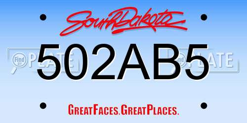 502AB5 South Dakota License Plate