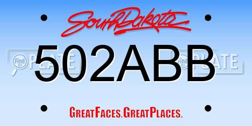502ABB South Dakota License Plate