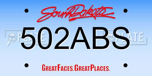 502ABS South Dakota License Plate