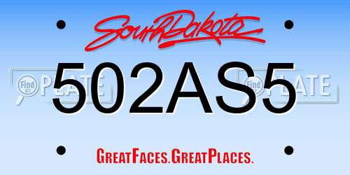 502AS5 South Dakota License Plate