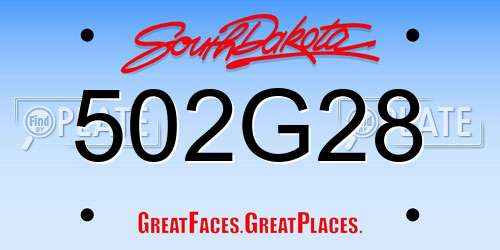 502G28 South Dakota License Plate