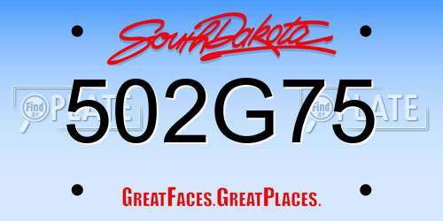 502G75 South Dakota License Plate