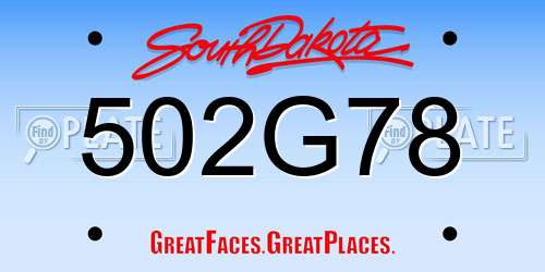 502G78 South Dakota License Plate