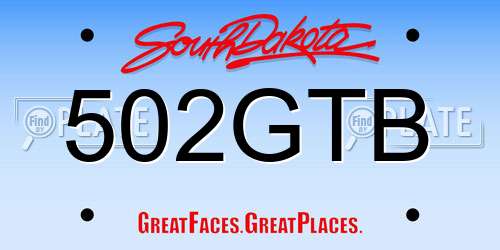 502GTB South Dakota License Plate