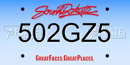 502GZ5 South Dakota License Plate