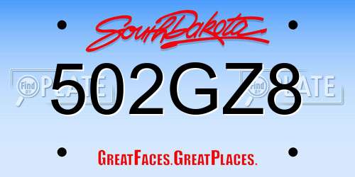 502GZ8 South Dakota License Plate