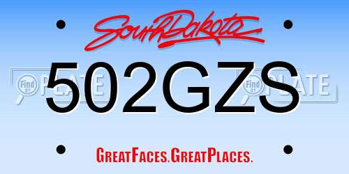 502GZS South Dakota License Plate