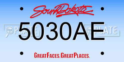 5030AE South Dakota License Plate