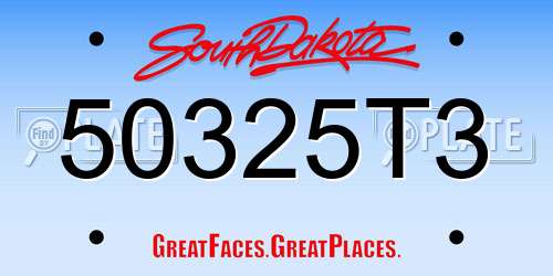 50325T3 South Dakota License Plate