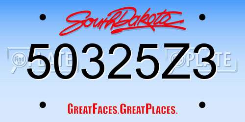 50325Z3 South Dakota License Plate