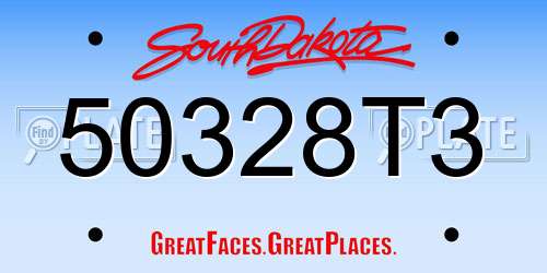 50328T3 South Dakota License Plate