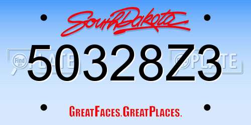 50328Z3 South Dakota License Plate