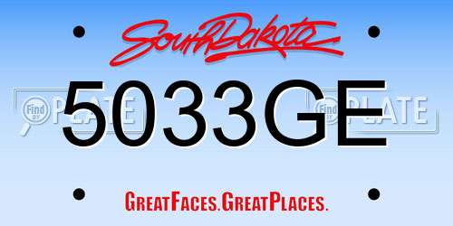 5033GE South Dakota License Plate