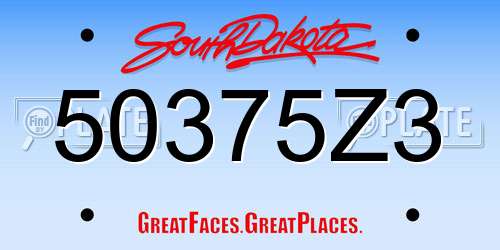 50375Z3 South Dakota License Plate