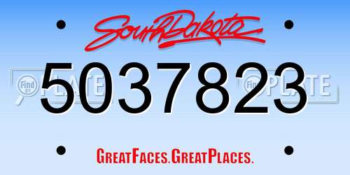 5037823 South Dakota License Plate