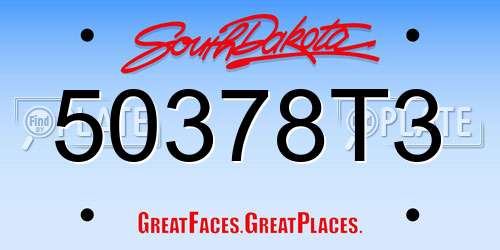 50378T3 South Dakota License Plate