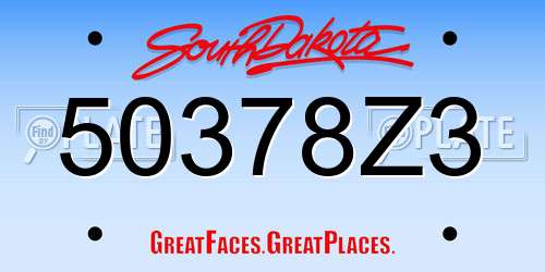 50378Z3 South Dakota License Plate