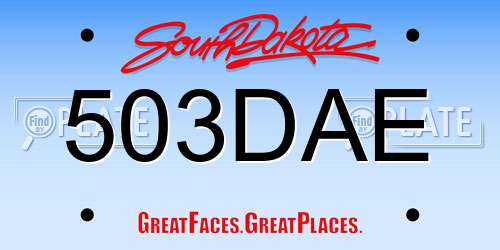 503DAE South Dakota License Plate