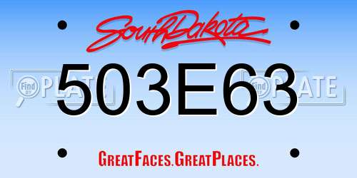 503E63 South Dakota License Plate