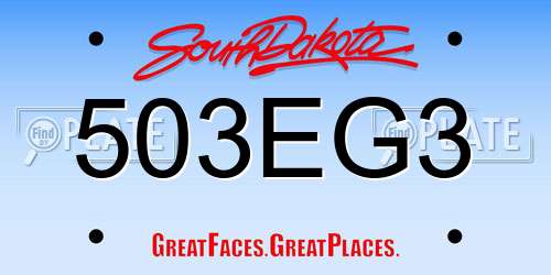 503EG3 South Dakota License Plate