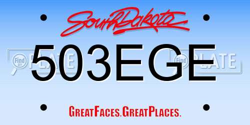 503EGE South Dakota License Plate
