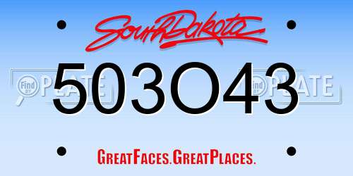 503O43 South Dakota License Plate