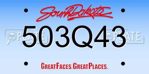 503Q43 South Dakota License Plate