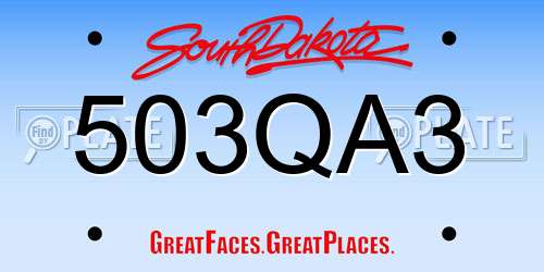 503QA3 South Dakota License Plate