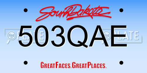 503QAE South Dakota License Plate