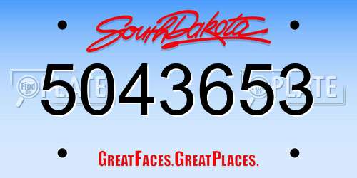 5043653 South Dakota License Plate