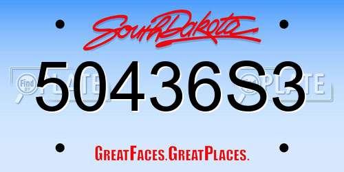 50436S3 South Dakota License Plate