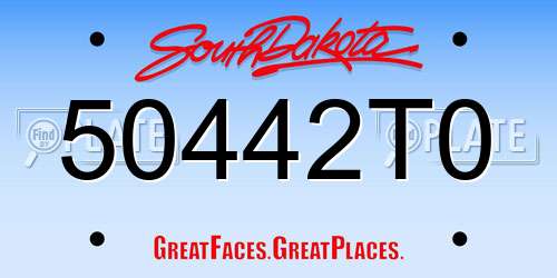50442T0 South Dakota License Plate